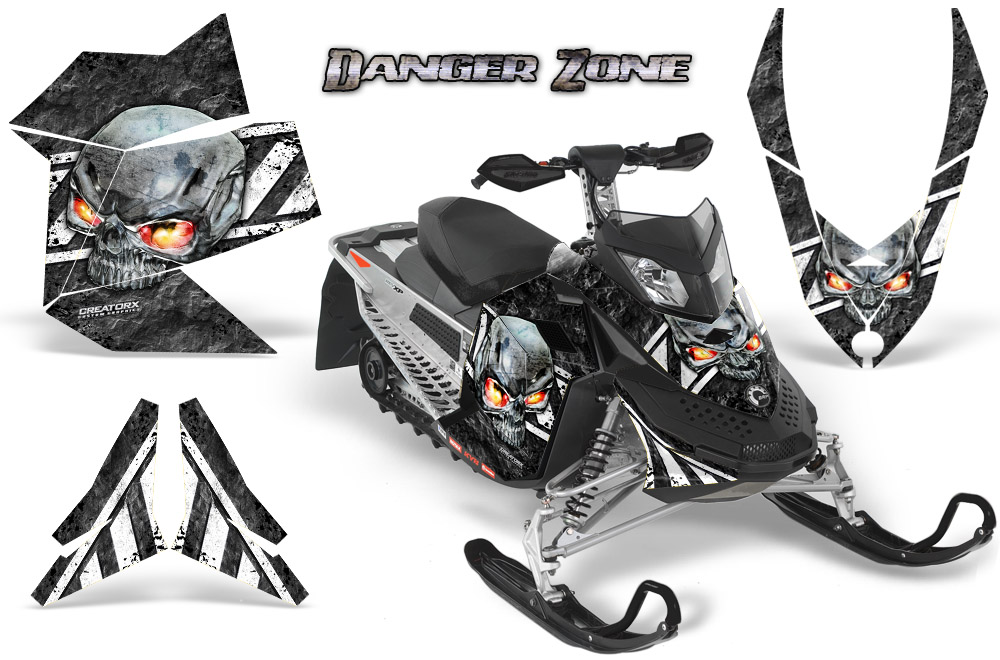 Skidoo REV XP Graphics Kit Danger Zone White